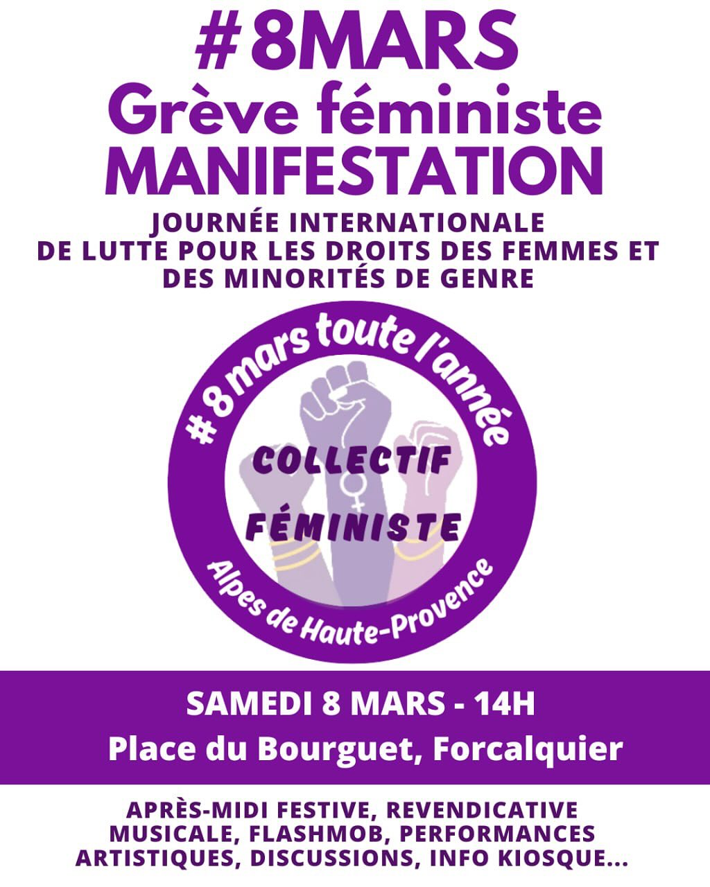 Le collectif féministe du 8 mars toute l’année appelle à manifester à Forcalquier le 8 mars 2025 -1
