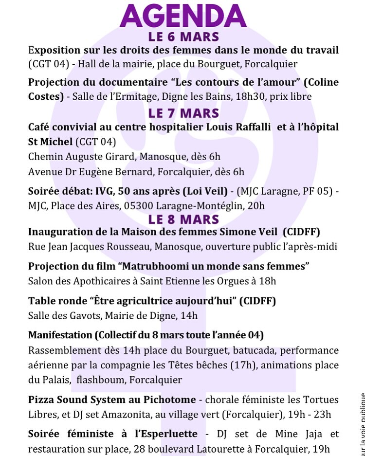 Le collectif féministe du 8 mars toute l’année appelle à manifester à Forcalquier le 8 mars 2025 -2